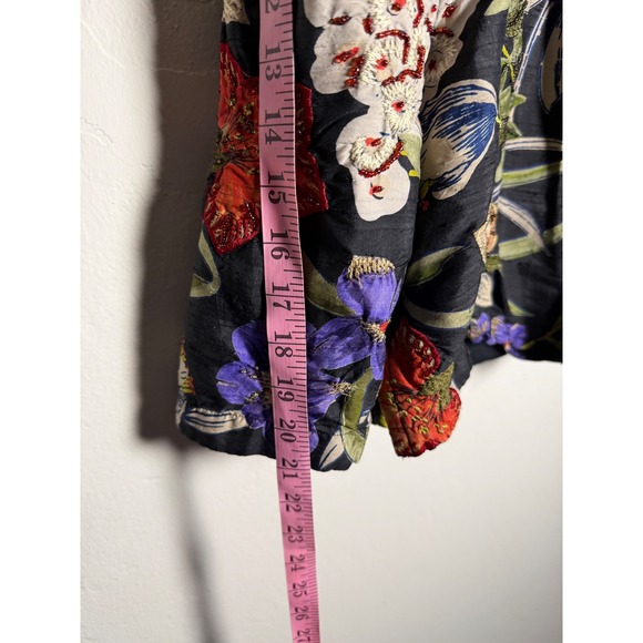 Chicos Design Black Floral Embroidered Silk Jacket Women's Size 2 - Picture 7 of 8